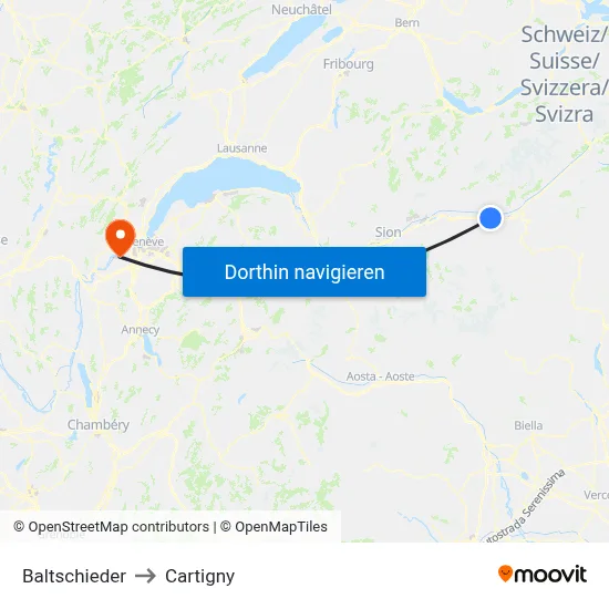 Baltschieder to Cartigny map