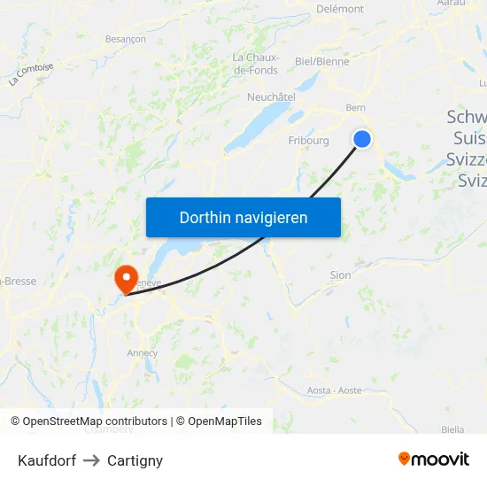 Kaufdorf to Cartigny map