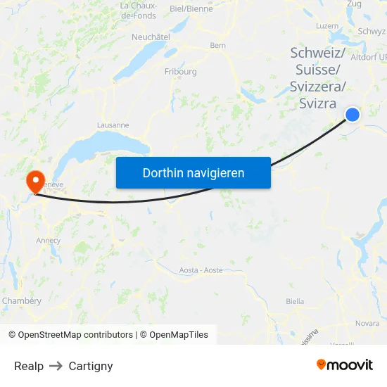 Realp to Cartigny map