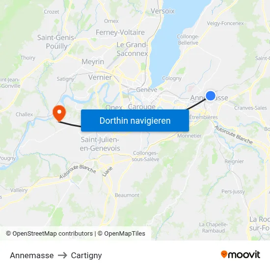 Annemasse to Cartigny map