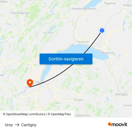 Ursy to Cartigny map
