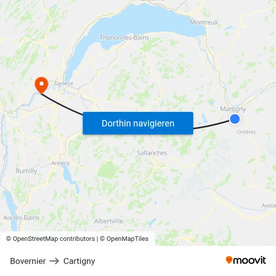 Bovernier to Cartigny map