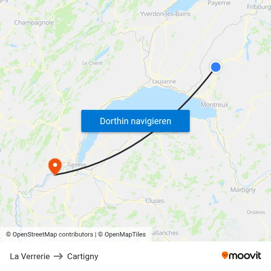La Verrerie to Cartigny map