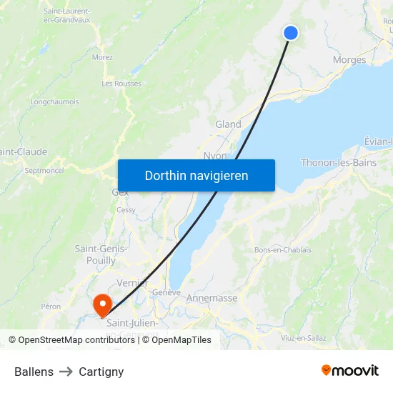 Ballens to Cartigny map