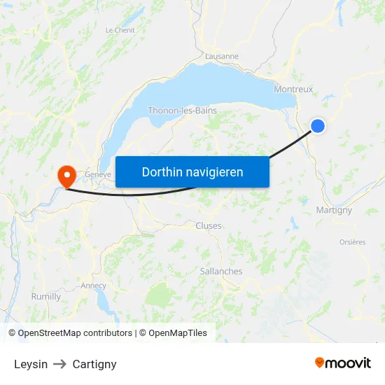 Leysin to Cartigny map