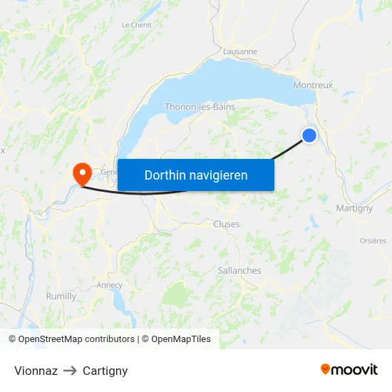 Vionnaz to Cartigny map