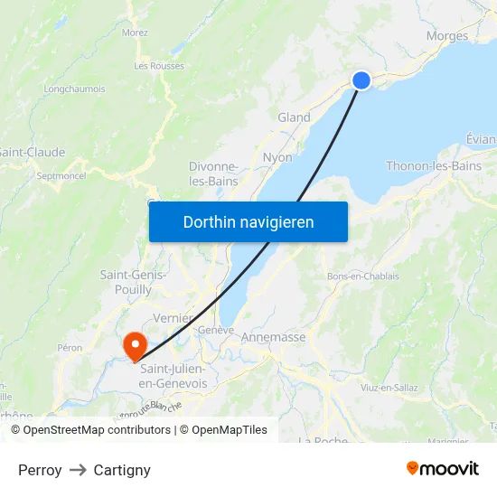 Perroy to Cartigny map