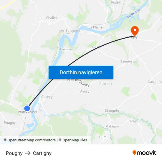 Pougny to Cartigny map