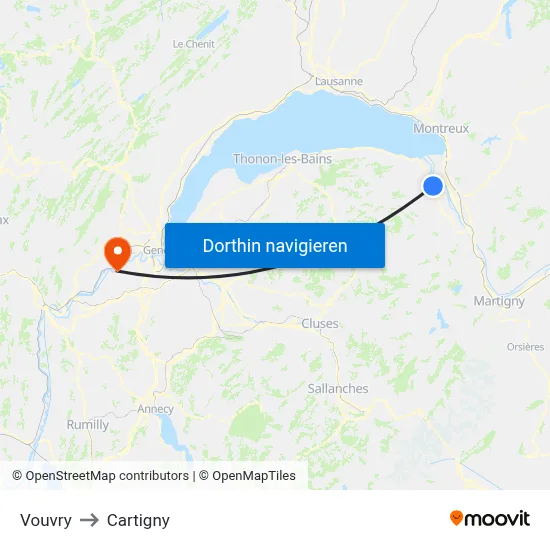 Vouvry to Cartigny map