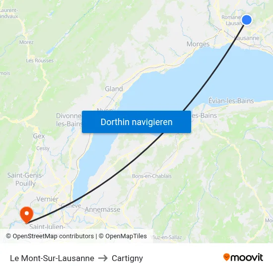 Le Mont-Sur-Lausanne to Cartigny map