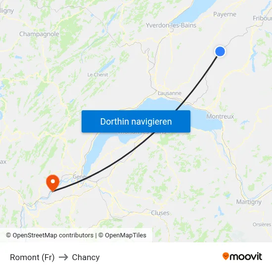 Romont (Fr) to Chancy map