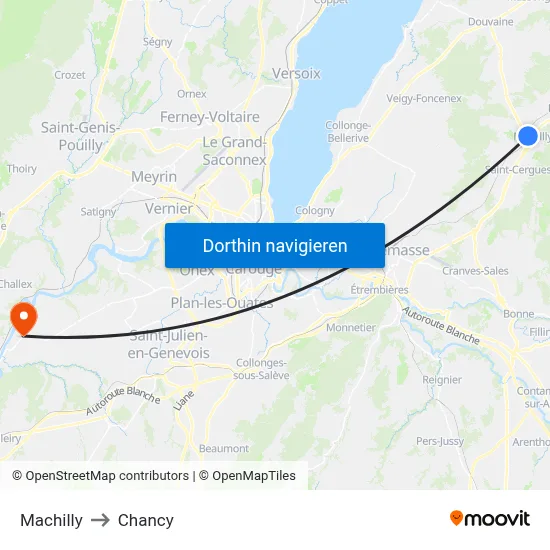 Machilly to Chancy map