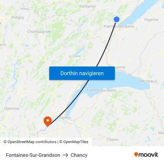 Fontaines-Sur-Grandson to Chancy map