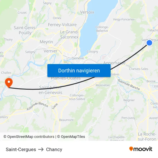 Saint-Cergues to Chancy map