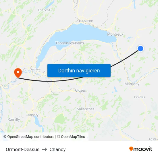 Ormont-Dessus to Chancy map