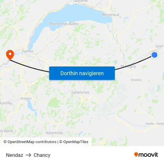 Nendaz to Chancy map