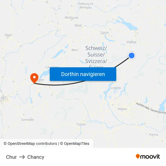 Chur to Chancy map