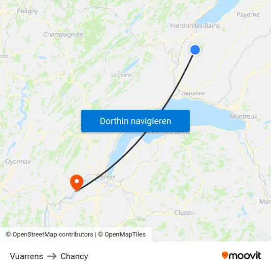 Vuarrens to Chancy map
