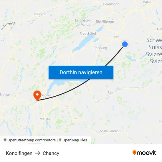 Konolfingen to Chancy map