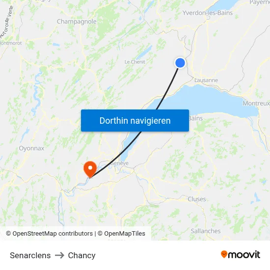 Senarclens to Chancy map