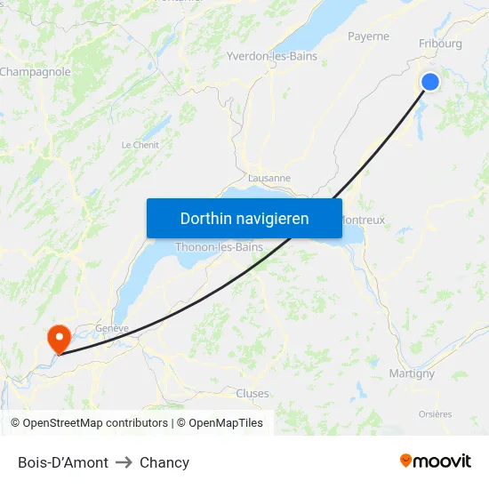 Bois-D’Amont to Chancy map
