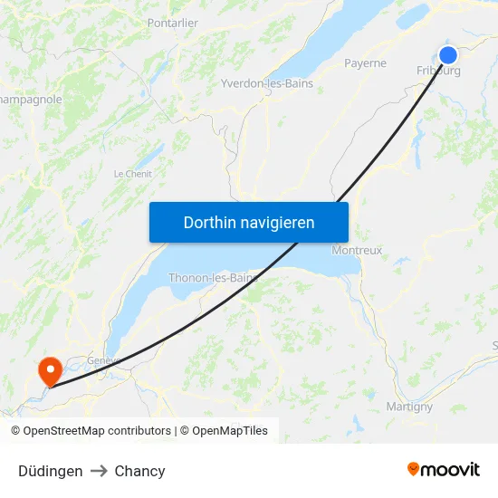 Düdingen to Chancy map