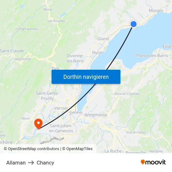 Allaman to Chancy map