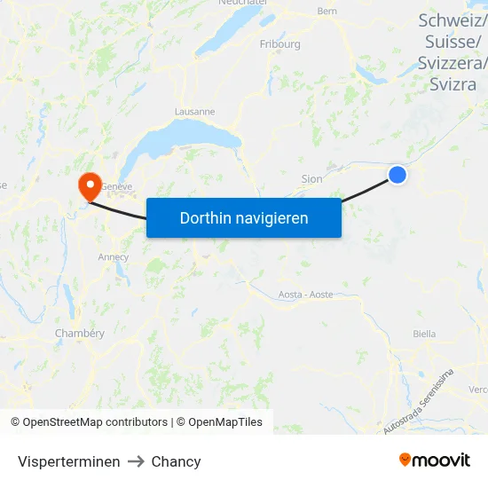 Visperterminen to Chancy map