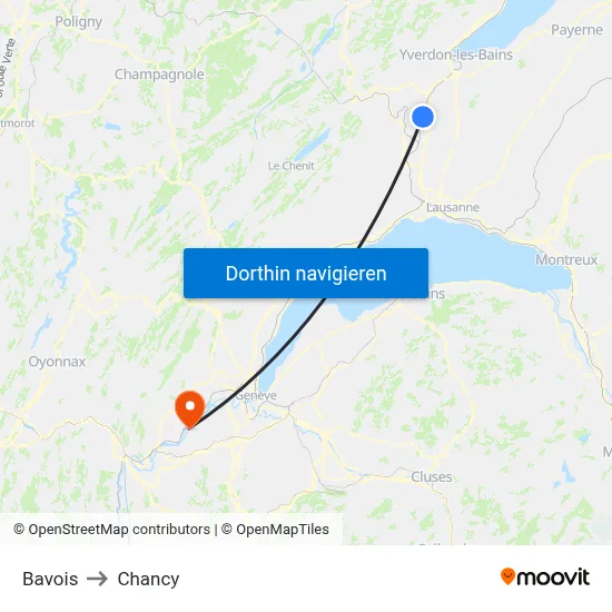 Bavois to Chancy map