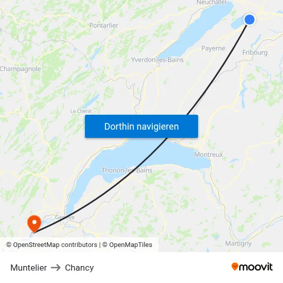Muntelier to Chancy map