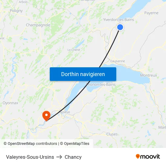 Valeyres-Sous-Ursins to Chancy map