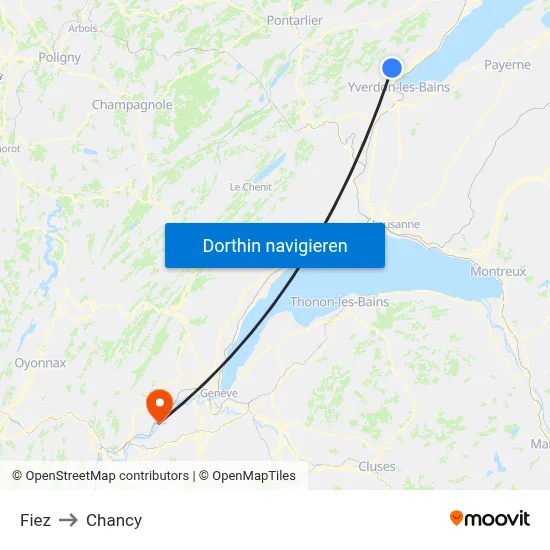 Fiez to Chancy map