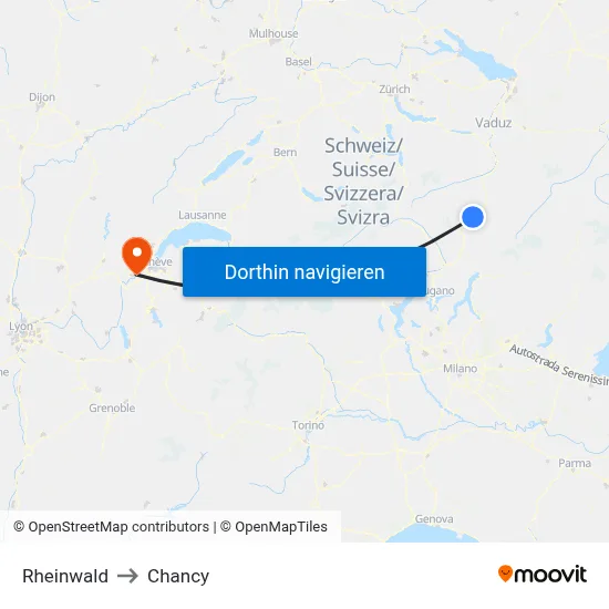 Rheinwald to Chancy map