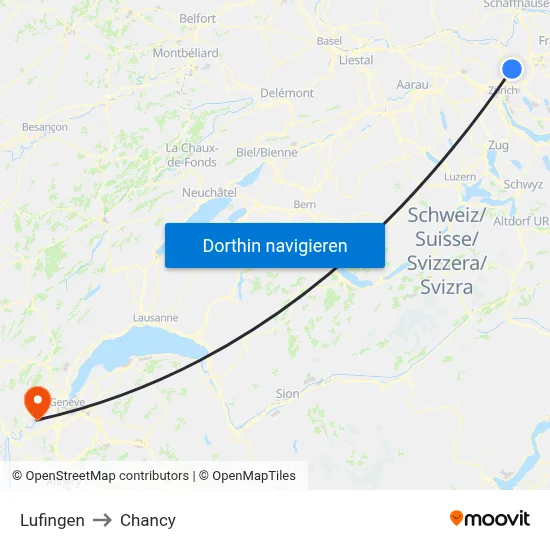 Lufingen to Chancy map