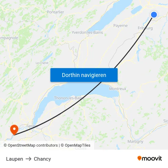 Laupen to Chancy map