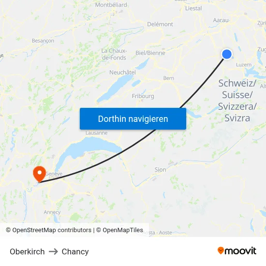 Oberkirch to Chancy map