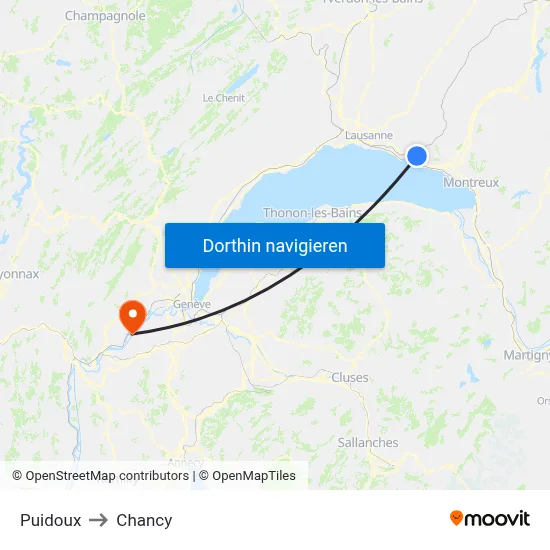 Puidoux to Chancy map