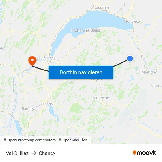 Val-D'Illiez to Chancy map