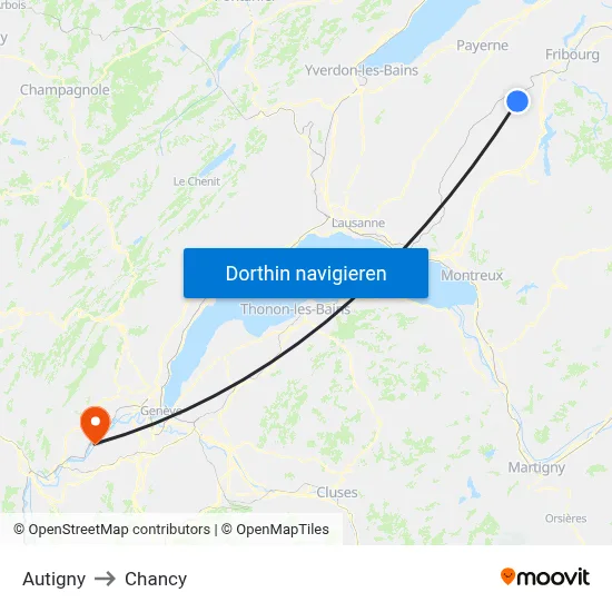 Autigny to Chancy map