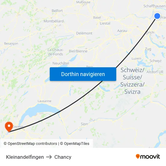 Kleinandelfingen to Chancy map