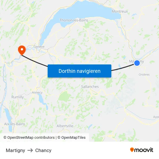 Martigny to Chancy map
