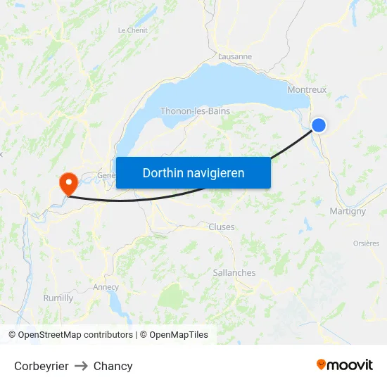 Corbeyrier to Chancy map