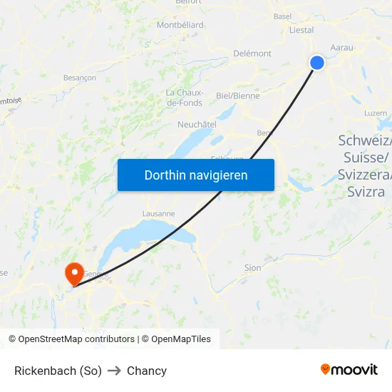 Rickenbach (So) to Chancy map