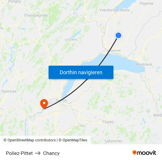 Poliez-Pittet to Chancy map