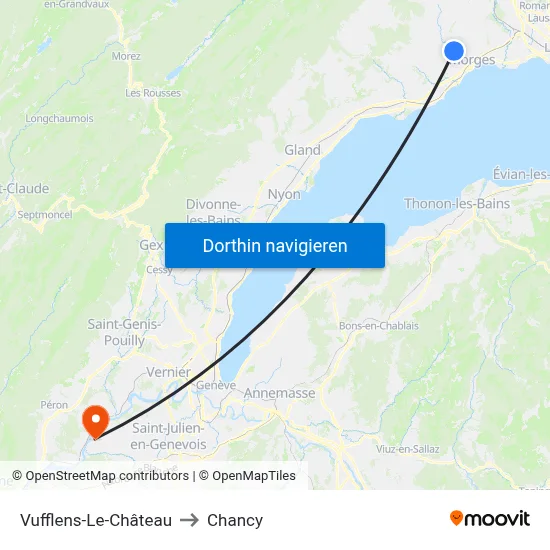 Vufflens-Le-Château to Chancy map