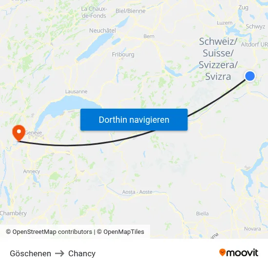 Göschenen to Chancy map