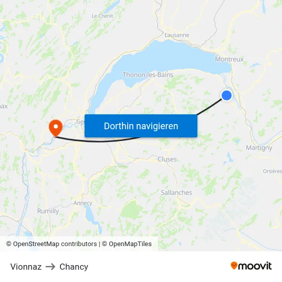 Vionnaz to Chancy map