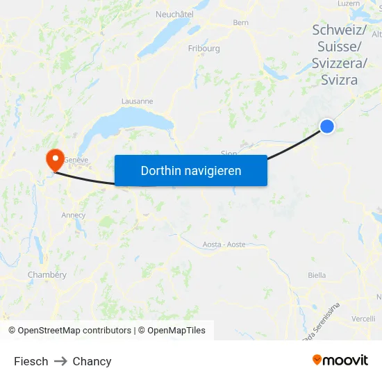 Fiesch to Chancy map