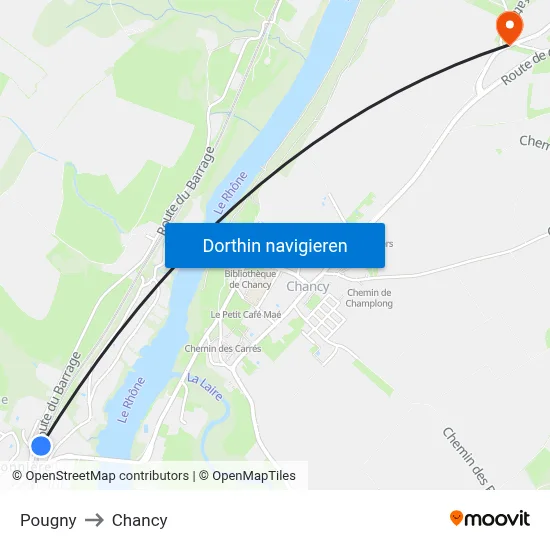 Pougny to Chancy map