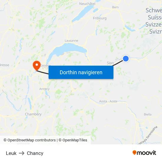 Leuk to Chancy map